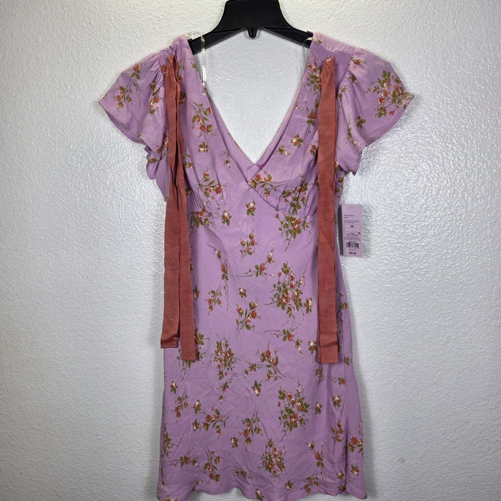 Wild Fable Dress‎ Pink Floral Mini Flutter Sleeve Trendy Women’s Size XS